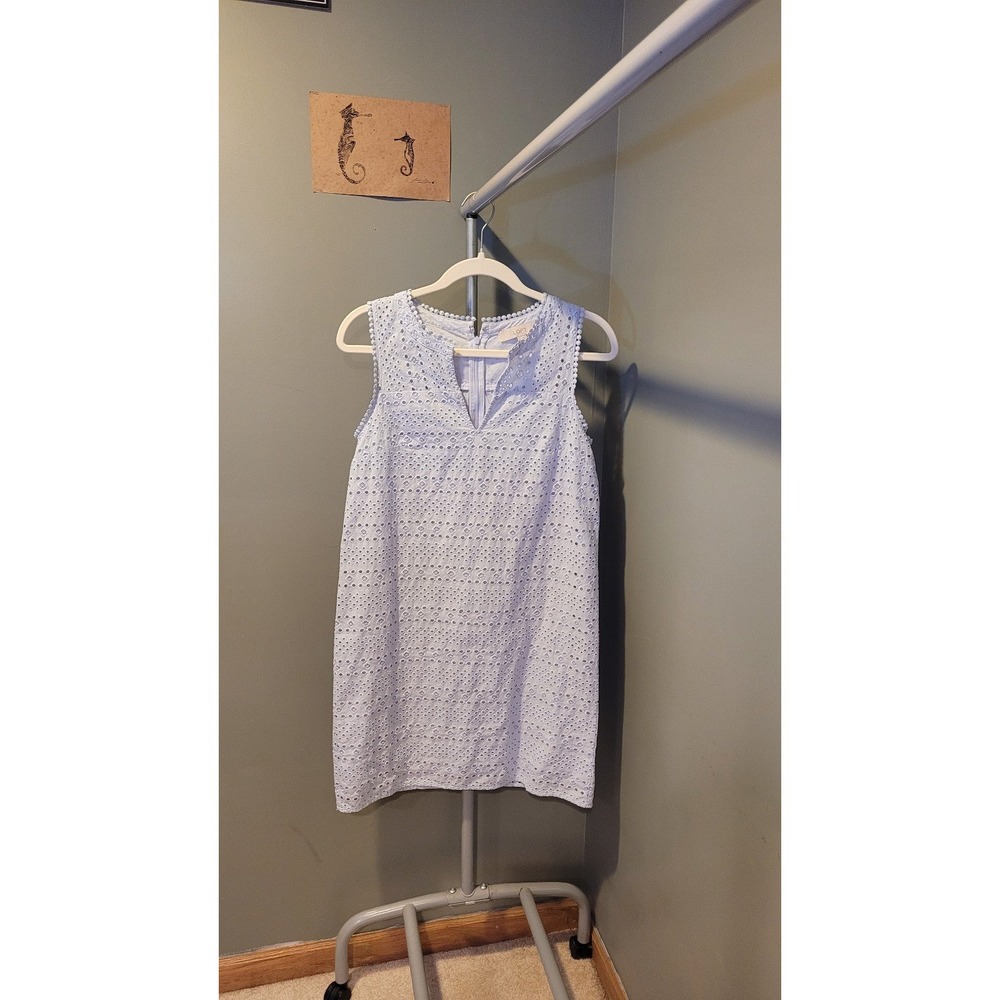 Loft Eyelet Sleeveless Shift Dress, Size 4, Powder Blue‎